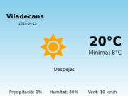 Previsió de l’AEMET a Viladecans avui 15 de Abril de 2026