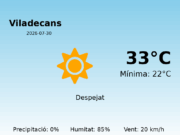 Previsió de l’AEMET a Viladecans avui 30 de Juliol de 2026